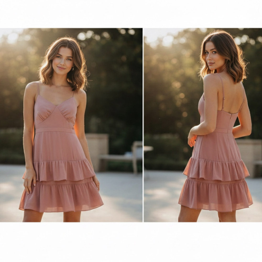NWT J. Crew Dusty Rose Spaghetti Strap Cha Cha Ruffled Dress Women’s Size 4